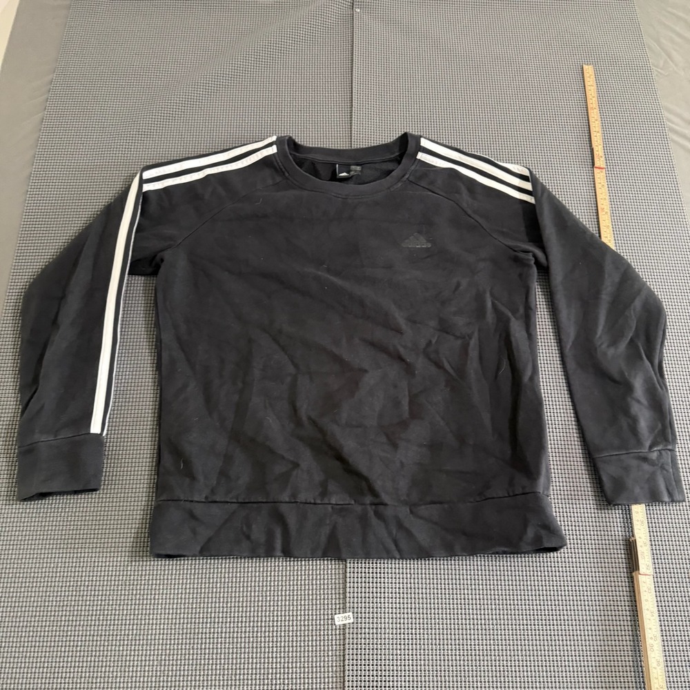 Adidas Mens Black Three Stripe Crewneck Sweatshirt Size L